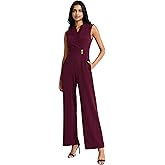 Maggy London womens Sleeveless Wide-leg Jumpsuit - V-neck Wrap Bodice With Fitted Waist - Elegant Formal Occasion Jumpsuit