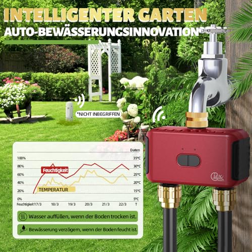 GIEX WiFi Watering Programmer 2 Zones, Intelligent Regulator for Garden Pipes, Compatible with Tuya and Smart Life Apps