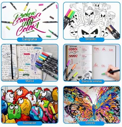Marcadores de letras de 36 peças, marcadores de pincel com ponta de feltro, pincel & ponta fina, para raparigas a colorir tinta para adultos, tinta para mandalas e caligrafia (36 cores)