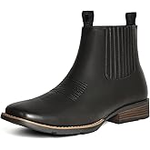 IUV Cowboy Boots For Men Square Toe Ankle Boots Western Chelsea Boot Casual Dress Slip On Men Shoes