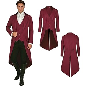 Mens Steampunk Tailcoat Jacket Pirate Coat Gothic Victorian Renaissance Vintage Halloween Costume