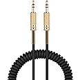 weishan Aux Cord Coiled Headphone Cable Replacement for car, Stereo, Alexa Dot, Speaker - 3.5mm TRS Male to Male Audio Cable 2ft to 8ft Long
