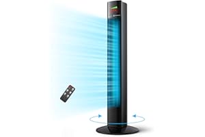 TAOTRONICS Tower Fan, 36" Oscillating Tower Fan with Remote, 9 Modes, Large LED Display, 12-Hour Timer, Space-Saving, Portable Floor Bladeless Fan for Bedroom Living Rooms Office, Black (TT-TF002)