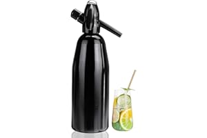 LANGSHI Soda Siphon, 1 Liter Black Soda Water Siphon Sparking Water Maker, Portable Seltzer Siphon for Home for Making Carbonating Beverages Soda Drinks