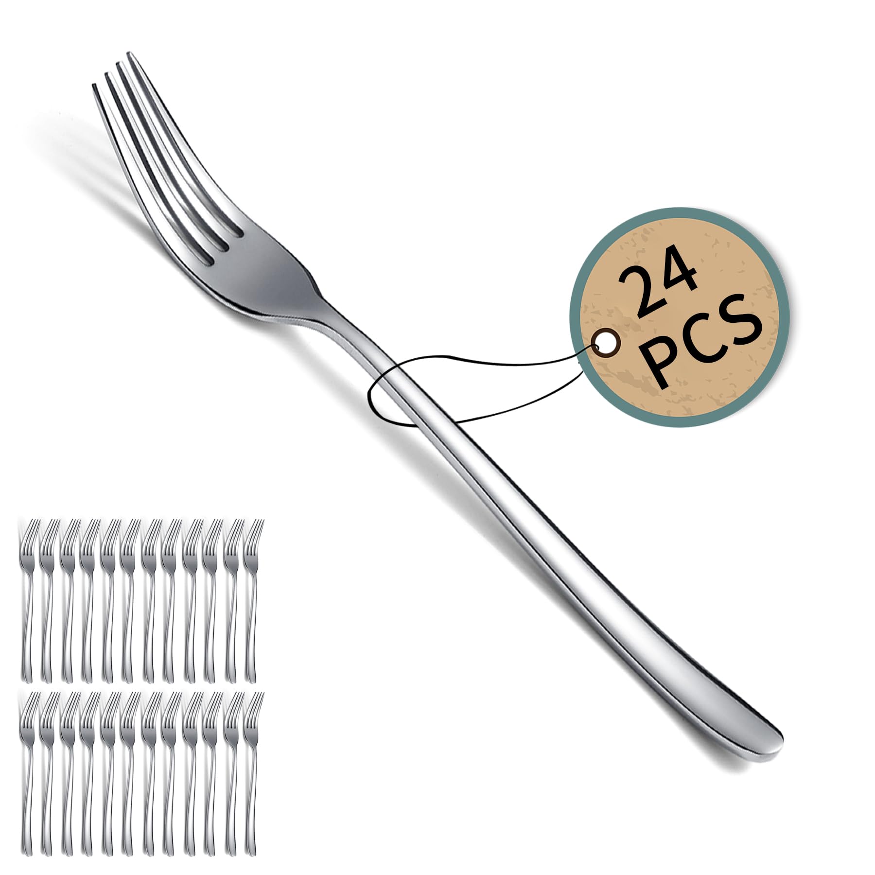 Kyraton Dinner Forks Set of 24 Pieces, 20.5cm Stainless Steel Table Forks Cutlery Set for Home, Restaurant, Hotel, Dishwasher Safe