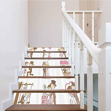 Amazon Com 3d Stair Sticker Diy Removable Self Adhesive Stickers Wedding Decorations Wedding Doodle Set Bride And Groom Roma For Stairway Or Home Decoration W43 3 X H7 08 Inch X6pcs Baby