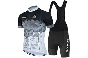 spocyclife Cycling Jersey Men Set Short Sleeve Set MTB Cycling Jersey and Shorts Men Set with Gel Padded Summer