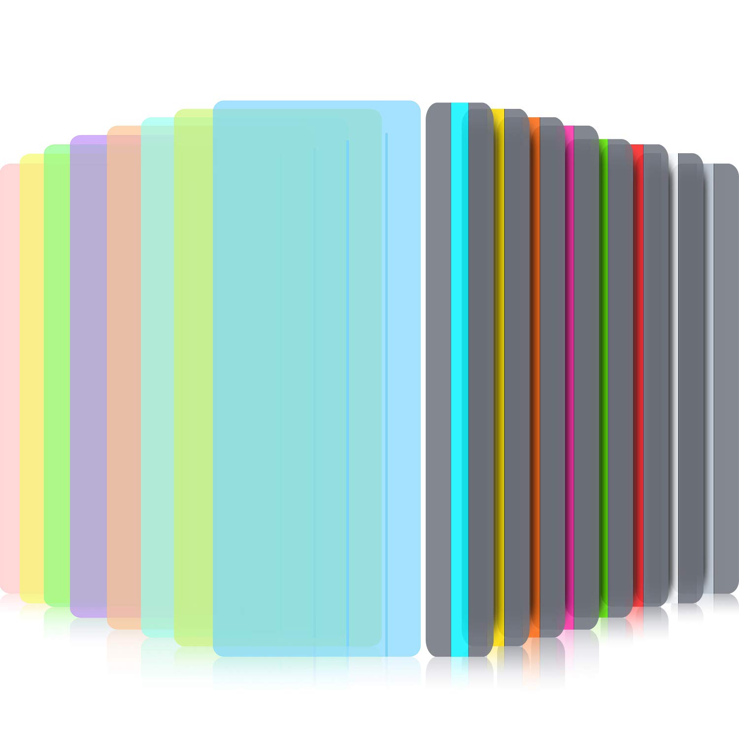 Photo 1 of 16 Pieces Guided Reading Highlight Bookmark Strips Colored Overlay Reading Tracking Rulers for Dyslexia, ADHD and to Reduce Visual Stress, 8 Standard Size and 8 Large Size