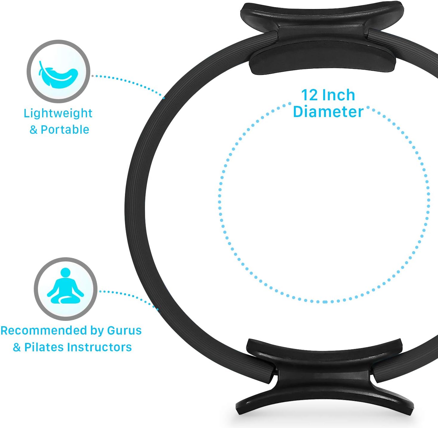A2ZCARE Pilates Ring Magic Circle, Gym, Aerobics, Pilates, Yoga for Toning and Strengthening Thighs, Abs and Legs (12-inch Dia.) for More Power Resistance (Black - 12") : Sports & Outdoors