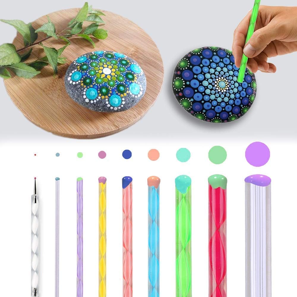 41 Pieces Mandala Rock Dotting Tools Different Size Art Painting Tools Set including Mandala Stencils and Paint Pallet Mandala Art - Image 5