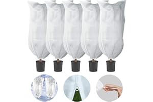 LARNORJE Plant Covers Freeze Protection – 35" × 50" Reusable Plant Protector Bag with Drawstring and Zipper for Plants Trees Shrub, Frost Jacket Warm Blanket for Freeze Frost Protection Season Extension