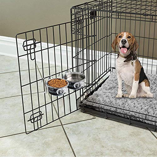 MLCINI Hanging Pet Bowl, Dog Crate Bowl Dog Kennel Bowl 2 Pack Non Spill Stainless Steel Food