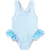 Toddler Swimsuit Girl Infant One Piece Swimwear Stripe Floral Summer Beach Bathing Suits with Bowknot