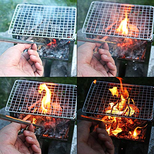 PSKOOK Wood Burning Camp Stoves Portable Stove Outdoor Camping Cooking Picnic Backpacking with Bellows Pipe/Grill/Spork - Thumbnail 2