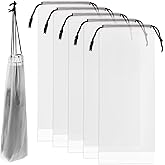 FdcLixuvol 6 Pcs Umbrella Bags Clear Reusable Wet Umbrella Cases Folding Storage Bag Waterproof Travel Sleeves Cover With Drawstring,12.6 x 5 Inch
