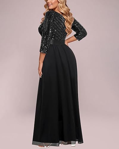 Womens Plus Size Formal Dresses - V Neck 3/4 Sleeve Sequin Prom Evening  Gowns Long Maxi Dress in Dubai - UAE | Whizz Formal
