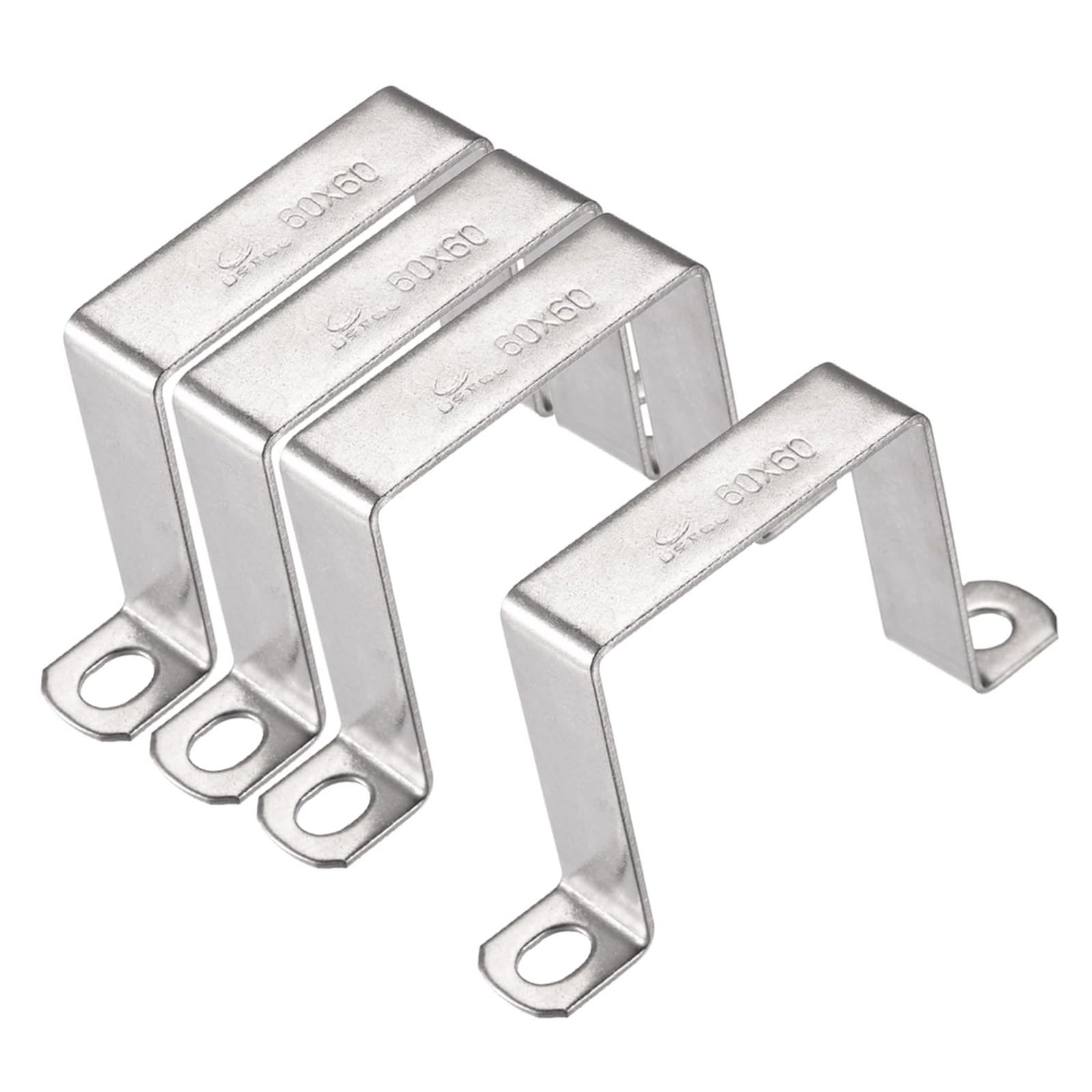 MACHSWON 58 x 62mm U Shaped Strut Connector Bracket 304 Stainless Steel Square Pipe Clamp for Door Closed Bar Holder Pack of 8