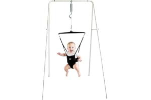 Jolly Jumper CLASSIC (Black) with Stand - ORIGINAL Baby Jumper, Indoor and Outdoor Exercise Saddle Seat, Adjustable Height, f