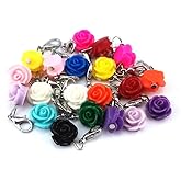 yueton 20pcs Assorted Color Rose Dangle Charms Pendant with Lobster Clasp Jewelry Making Accessory Fit Floating Locket Charms Necklaces