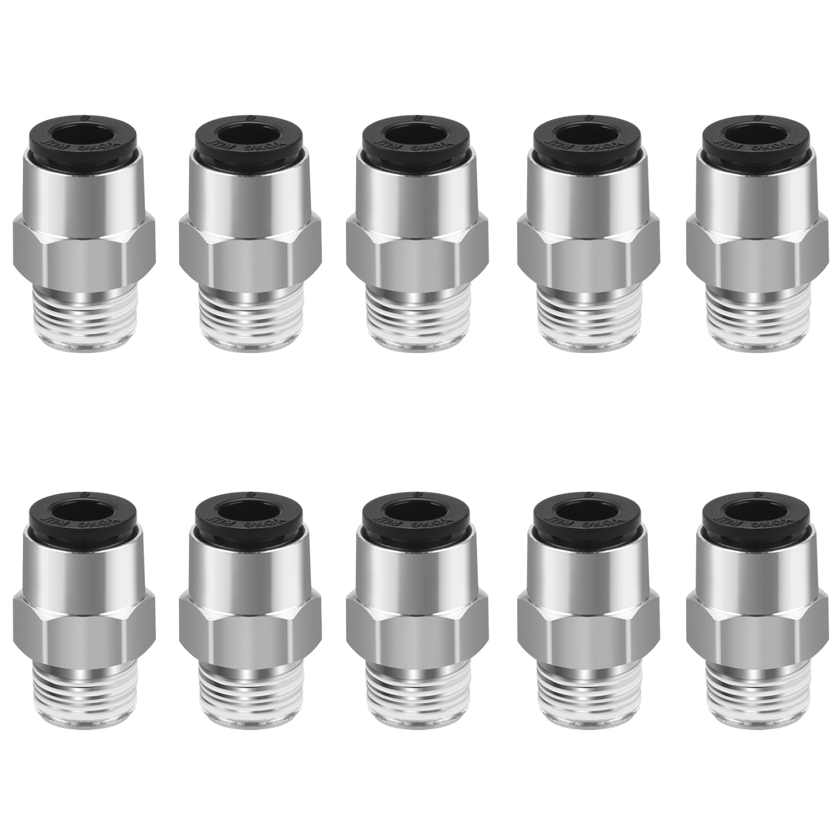 Heschen Straight Pneumatic Push to Quick Connect Fittings, PC6-01, PT1/8'' Male Thread Connector, 6mm Tube OD, 10PCS