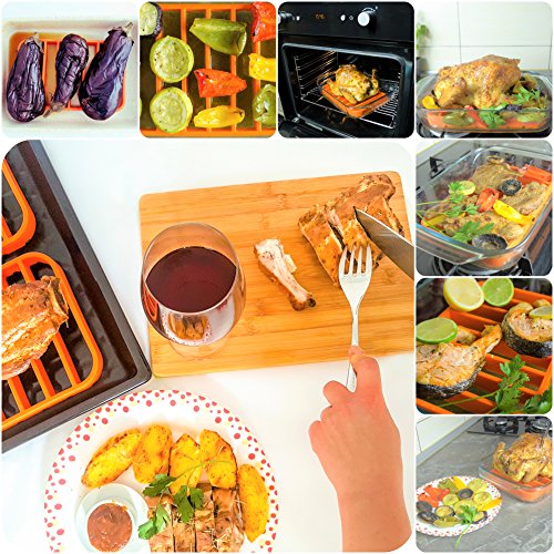 STAN BOUTIQUE Roasting Racks for Sheet Pan - Baking Racks | Cooking Racks - Oven Racks - Non-Stick Orange Silicone Set of 2 - Thumbnail 4