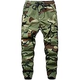 LOKTARC Boys' Pull-On Slim Fit Camo Cargo Jogger Pants