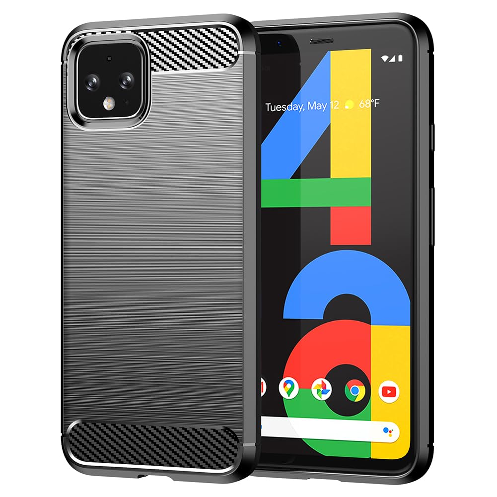 KOARWVC Case for Google Pixel 4 Case, Google 4 Case, G020M, G020I, GA01189 Carbon Fiber Shockproof Rugged Shield Soft TPU Back Cover Cases for Google Pixel 4 5.7" Black
