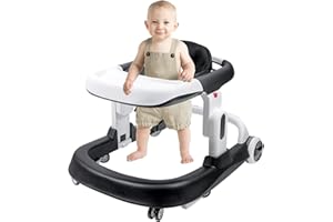 AIRLYA-LIFE Baby Walker, 3-Gear Height Adjustable Foldable Infant Toddler Walker with Foot Pads, Baby Walker with Wheels, Baby Walkers and Activity Center, Baby Walkers for Baby Boys and Baby Girls 6-24 Months