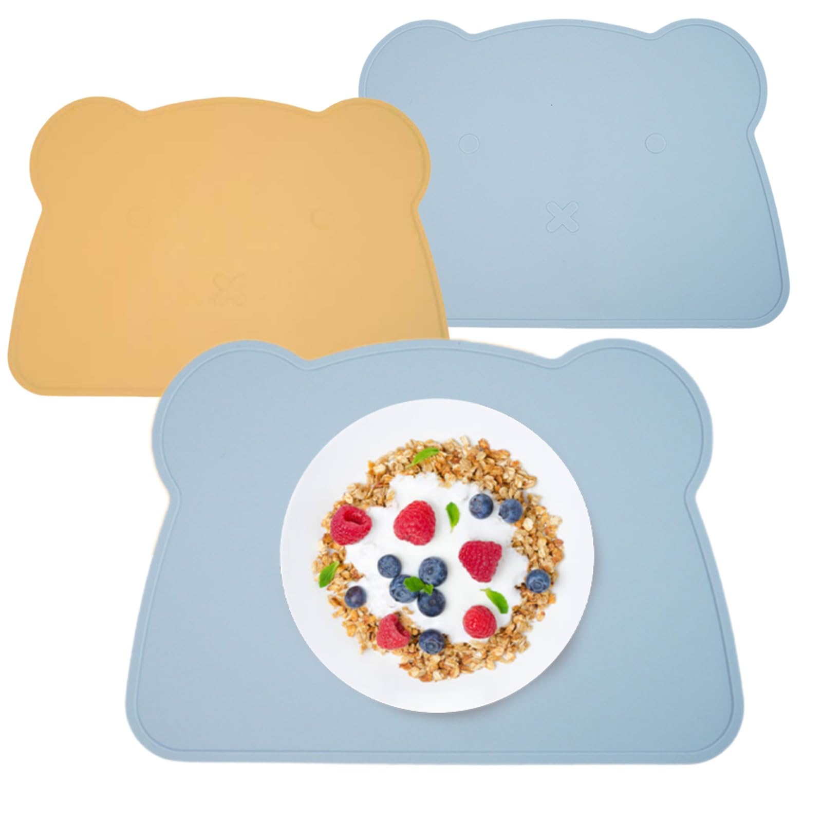 Silicone Table Placemats - 2pcs Non-Slip Mats for Kids, Baby, Toddler Dining - Easy to Clean Children's Mat