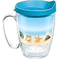 Tervis Shells on the Beach Tumbler with Wrap and Turquoise Lid 16oz Mug, Clear