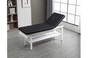 Carenovo 27.6" Width Comfortable Fixed Height Medical Exam Table Backrest Adjustable with Paper Holder and Breath Hole for Clinic Lab Treatment (Black)