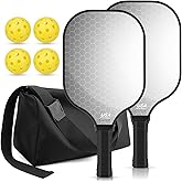 Jobunai T300 Carbon Fiber Pickleball Paddles Set of 2 Lightweight Pickle Ball Rackets Indoor Outdoor Games Equipment Sports Accessories Gifts