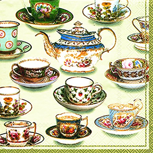 IHR V & A Floral Lunch Five o'clock Tea Cups Cream Paper Lunch Napkins