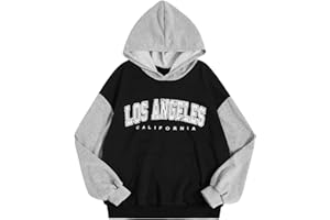 SOLY HUX Girl's Letter Colorblock Hoodies Long Sleeve Pullover Top Sweatshirt