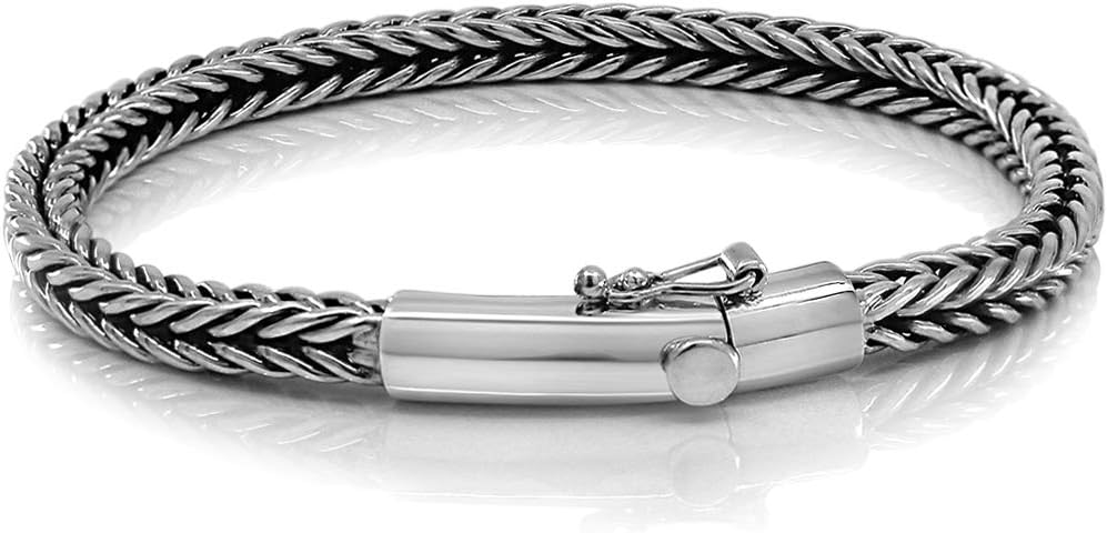 Slithering Silver 925 Sterling Silver Men Thin Elegant Bracelet