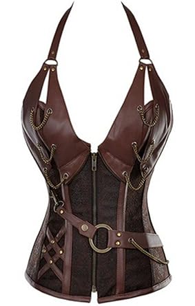 KUOSE Damen Neckholder Corsage Top Korsett Gothic Steampunk Dessous Übergrößen S-6XL