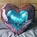 Heart Shape Sequin Pillow with Insert Mermaid Reversible Color Change Throw Shiny Two Color Flip Cushion Magic Write On Girls Gift Bolster for Sofa Couch Bedroom Car 14