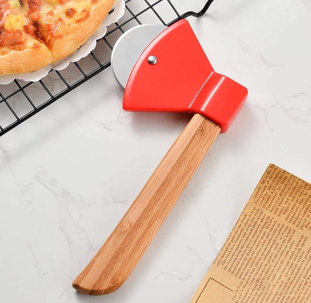 Buy Mishrit Pizza Cutter Axe Shaped with Sharp Rotating Blade for Pizza