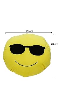 Aarushi Stuffed Soft Cool Smiley Cushion for Kids Yellow Colour