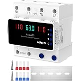 Automatic Transfer Switch 63A 110V, DIN Rail Mount Generator Transfer Switch with Automatic and Manual Operation, LED Display, Over Voltage and Over Current Protection, 50/60Hz