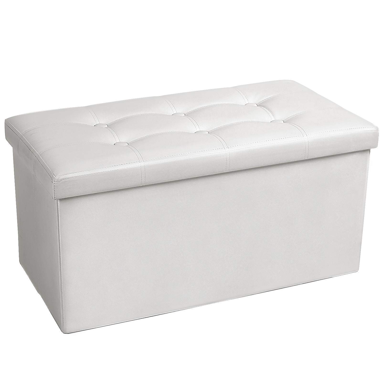 COSYLAND Ottoman Bench with Storage 30x15x15 inches White Ottoman for