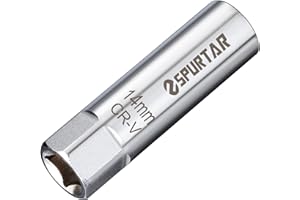 Spurtar 14mm Spark Plug Socket 12-Point Thin Wall 3/8" Drive Spring Clips Spark Plug Removal Tool Compatible with BMW, Merced
