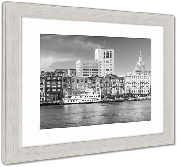 Georgia City Skyline Riverfront Plaza Framed Poster Picture I Savannah Vintage Nautical Home Decor Posters Prints Home Garden