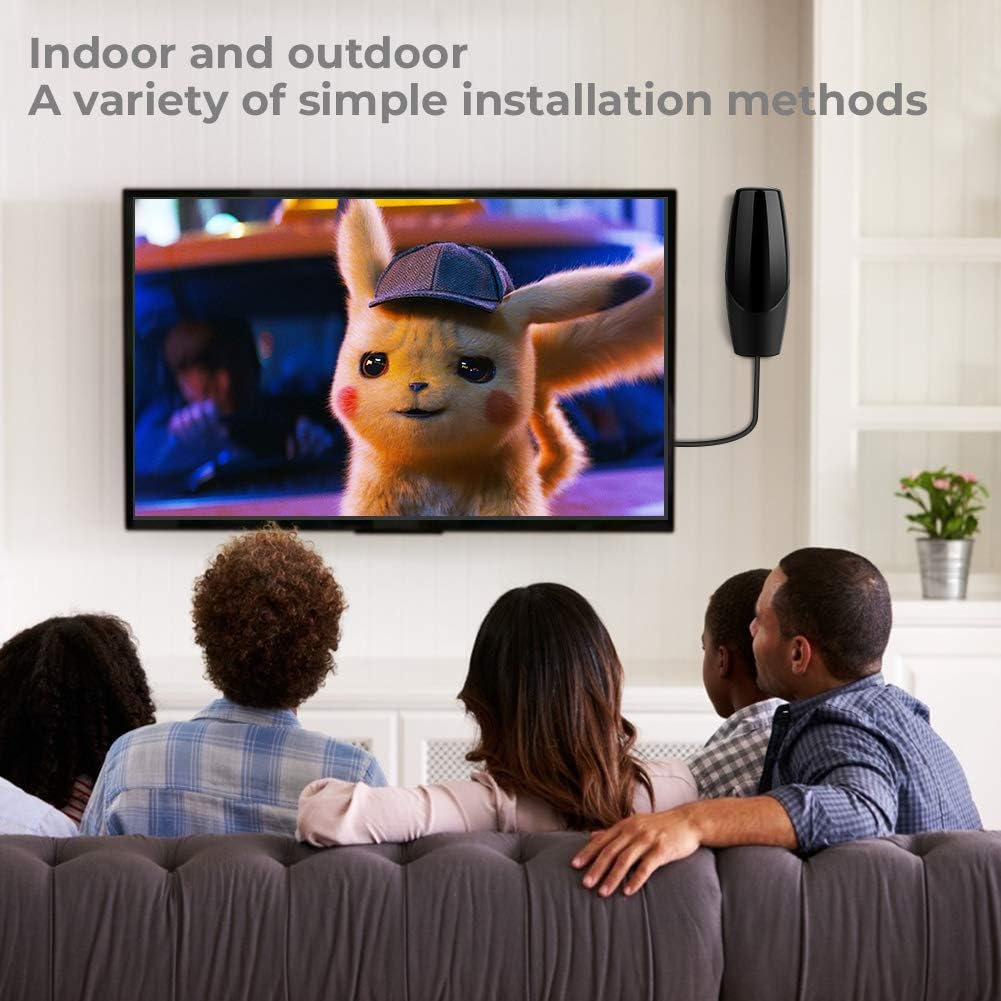 TV Antenna, 2020 Upgraded Outdoor Indoor Digital HD 4K Antenna, 200 Miles Range with Amplifier, 35ft Coax Cable(Included Extension Cord), Support All TVs，HDTV Antenna for Free Local Channels (Black): Home Audio & Theater