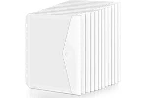 VOWCAROL 8.5x5.5 Binder Pockets, Poly Mini Binder Pocket 5.5 x 8.5 inches, 7-Hole Punched - 12 Pack