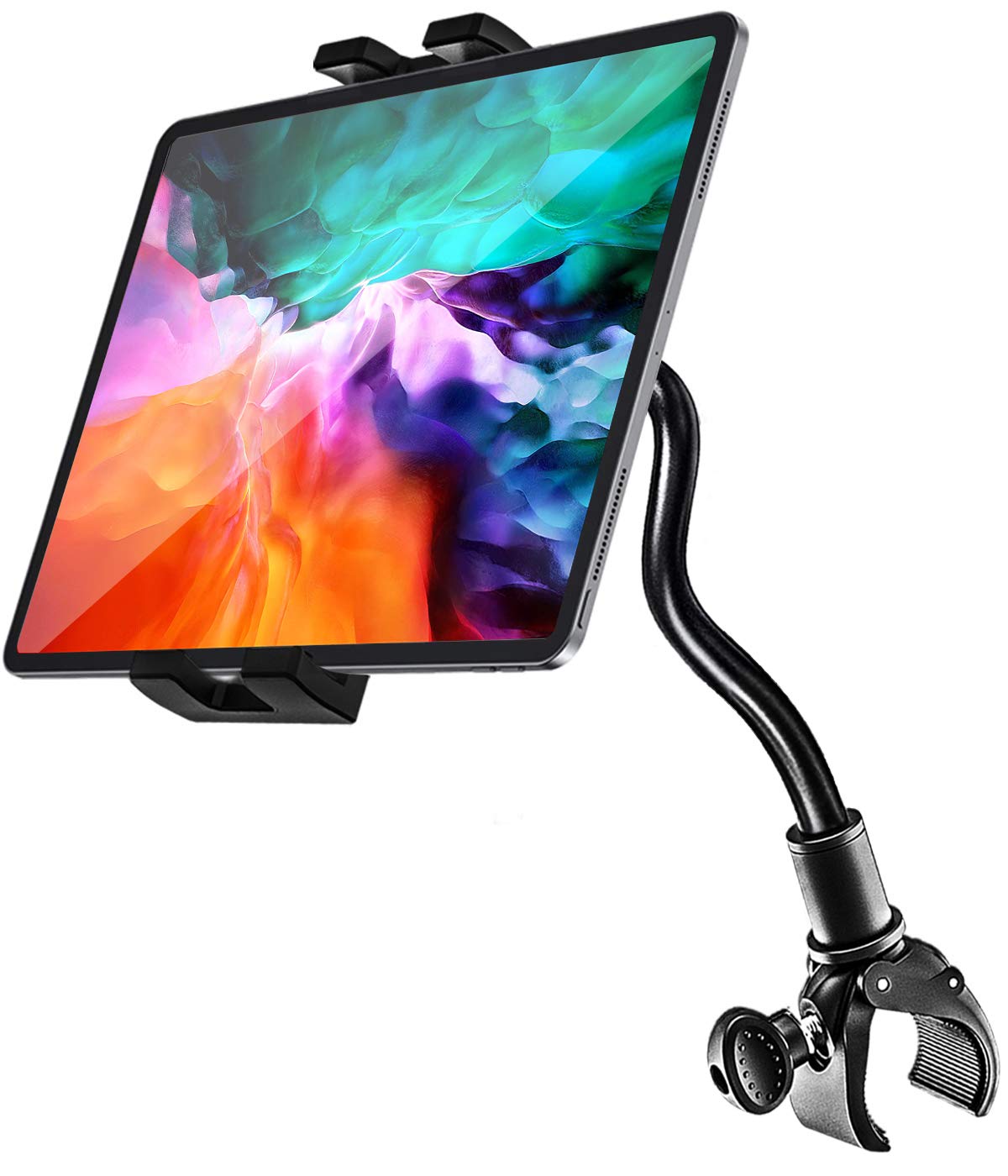 woleyi Gooseneck Spining Bike Tablet Holder, Exercise Bike Tablet Mount, Indoor Gym Treadmill Tablet Stand for iPad Pro 12.9 Air Mini, Galaxy Tabs, iPhone More 4-13" Cell Phone and Tablets