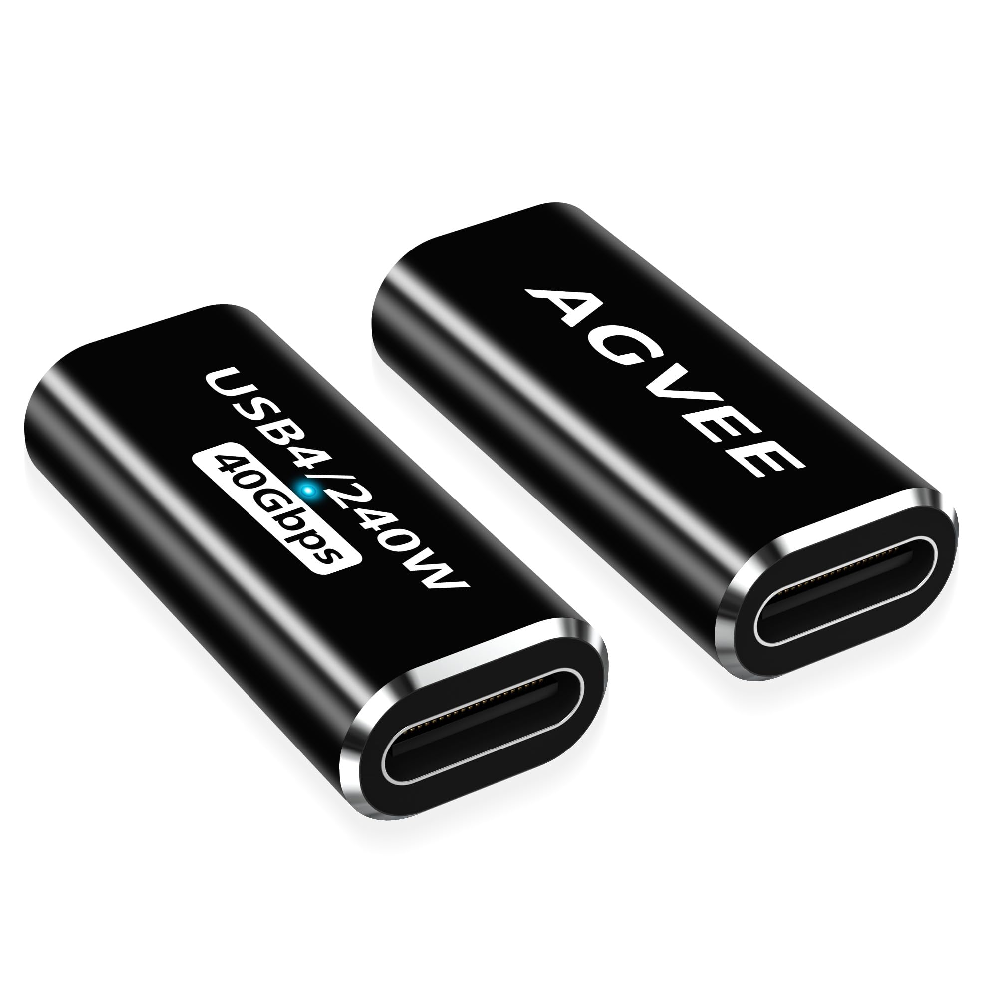 Photo 1 of AGVEE 2 Pack USB4 Type-C Female to Female Adapter, PD 240W Quick Charge USB 4.0 40G Data Coupler Extender Extension Connector for TB4 TB3 MacBook, Pixel 2 3 4 5, S24, S23, S22, Black