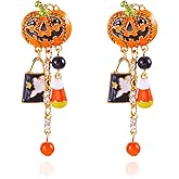Gold Halloween Jewelry Earrings for Women, Cute Halloween Earrings with Pumpkin Ghost Spider Dangle Charm, Happy Halloween Party Gifts