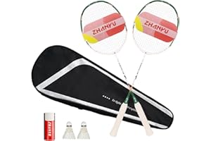 AIRZHANYU Badminton Rackets,Badminton Racket Set,Both Offensive and Defensive,Composite Carbon Ultra Light 82g Professional Training Racket,Including 2 Rackets,2 Shuttlecocks,and 1 Bag