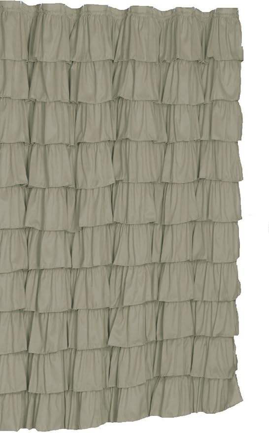 Amazon Com Spring Design Ruffled Gray Fabric Shower Curtain Home
